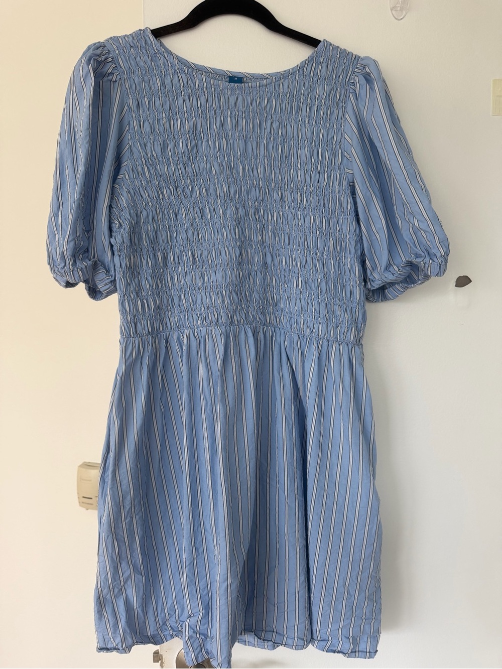 Old Navy Blue Smocked Stripe Dress